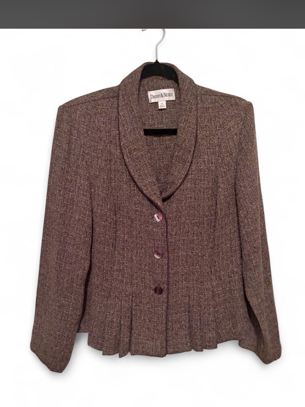 Danny & Nicole Brown Tweed Shawl Collar Blazer